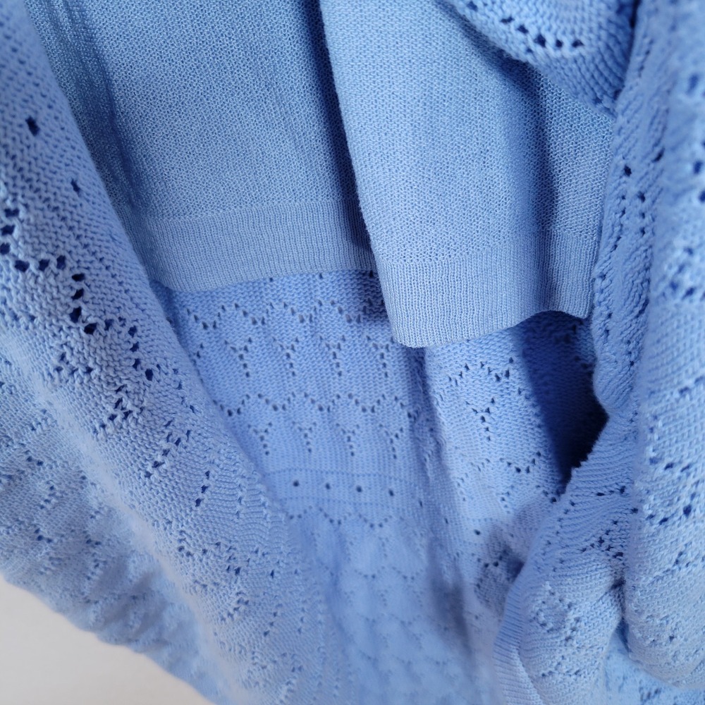 Derek Lam Collective Women Midi Dress Crochet Knit Button Size Small Blue - Picture 4 of 9